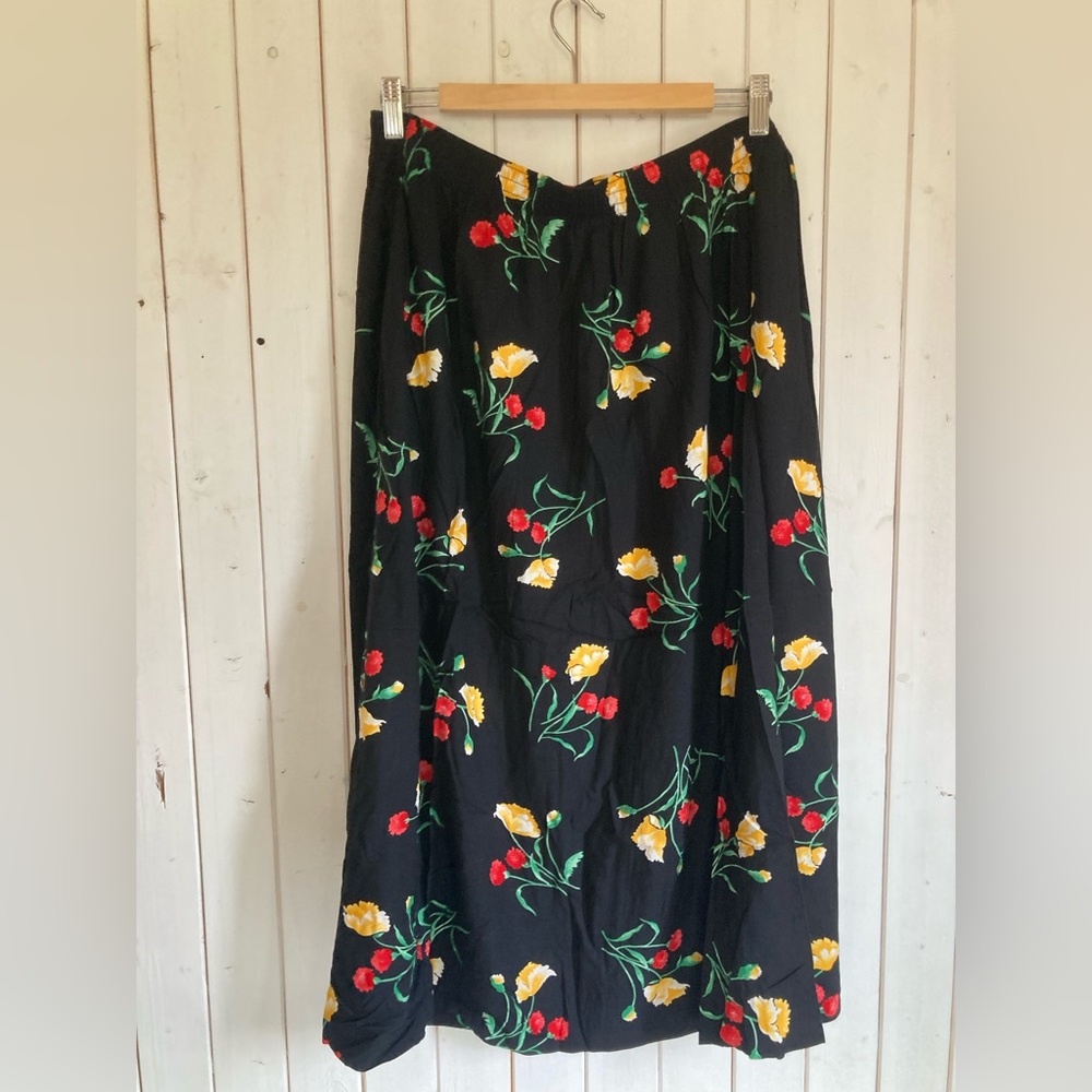 Floral Black Skirt